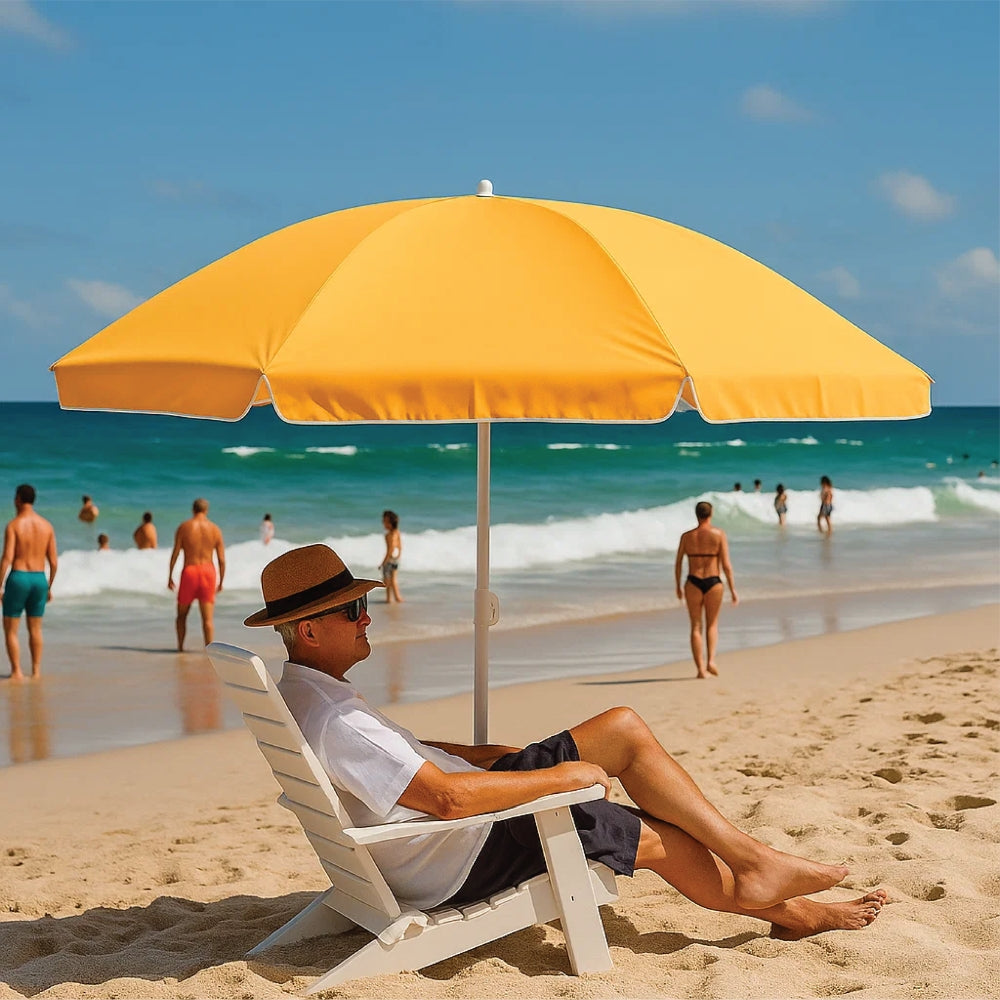 مظلة شاطئ ملونة من البولي فينيل كلوريد - مظلة خارجية محمولة متوفرة بأربعة ألوان