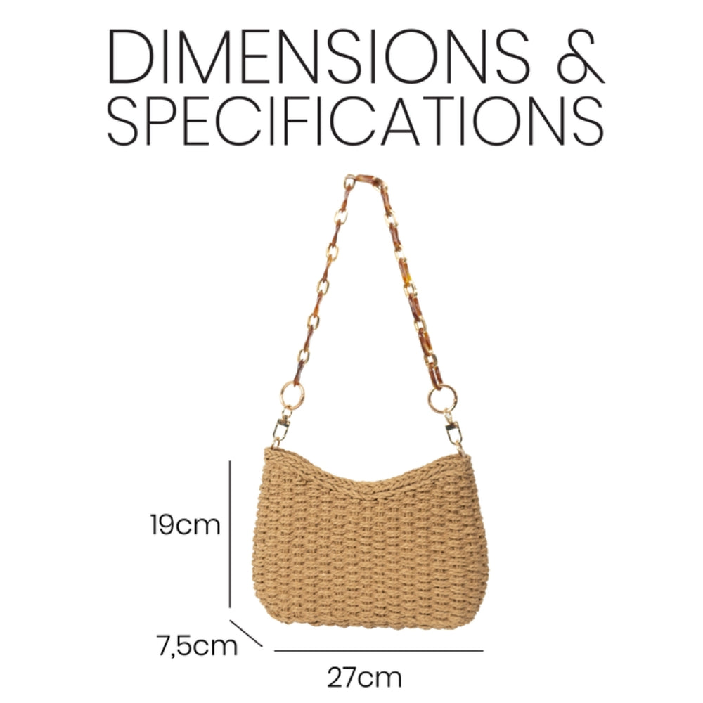 ZY-080 - Straw Shoulder Bag | Natural Paper Straw with Polyester Lining