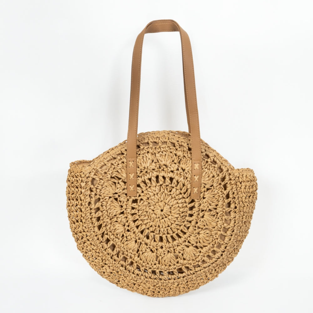 ZY-037 – Round Straw Tote Bag | Natural Paper Straw with Polyester Lining