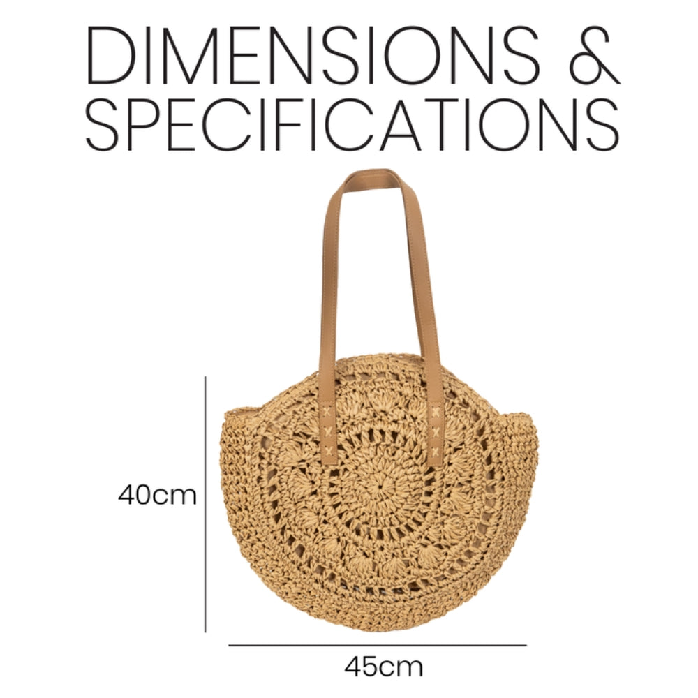 ZY-037 – Round Straw Tote Bag | Natural Paper Straw with Polyester Lining