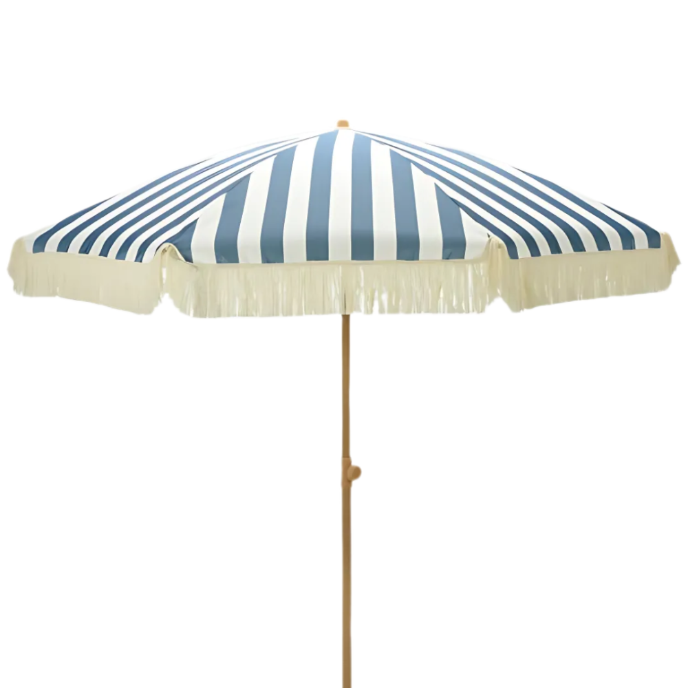 Beach Umbrella – 200cm UV Protection with Blue/White Stripes