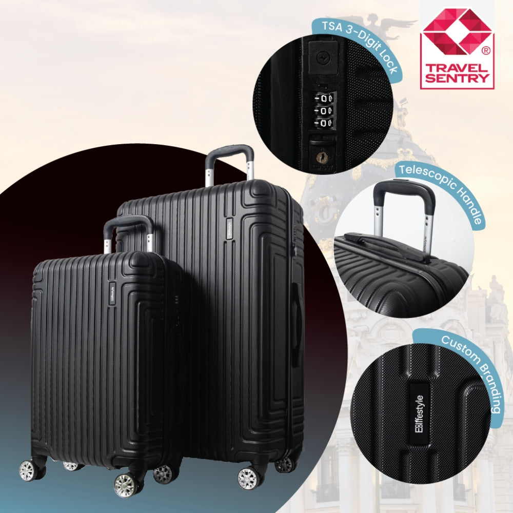 Madrid 2-Piece Hardshell Luggage Set (55cm & 75cm) – Matte Black