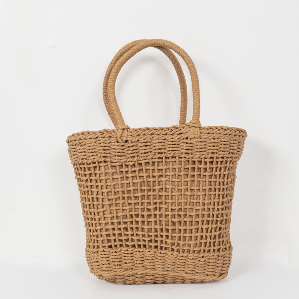 ZY-018 - Straw Tote Bag | Natural Paper Straw with Polyester Lining – Rustic Design
