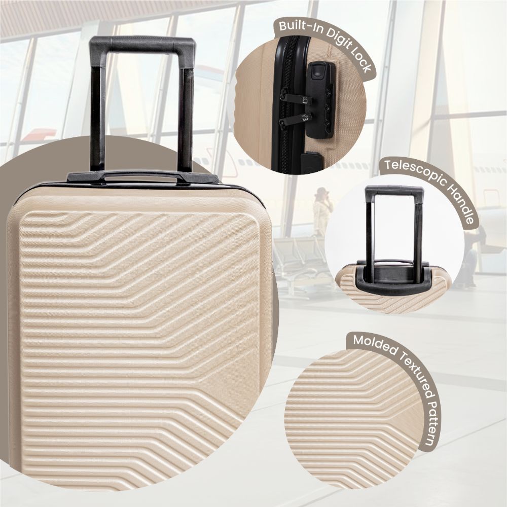 Miami Hard Shell Carry-On Suitcase with 360 Spinner Wheels – Gold