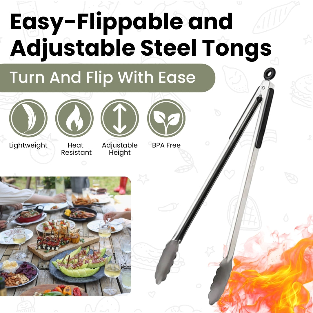 ملقط الشواء المصنوع من الفولاذ المقاوم للصدأ