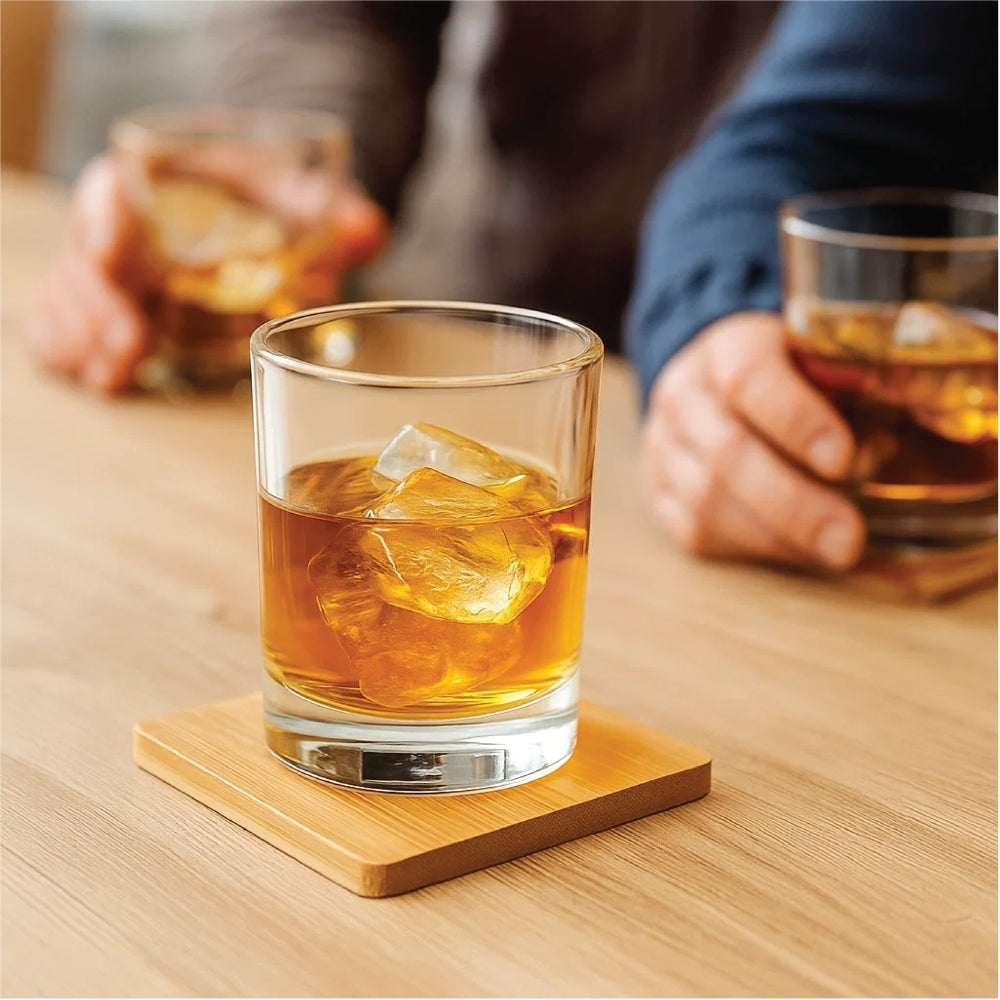 Premium Bamboo Coasters for Drinks – 4 Piece Set, Round or Square Styles