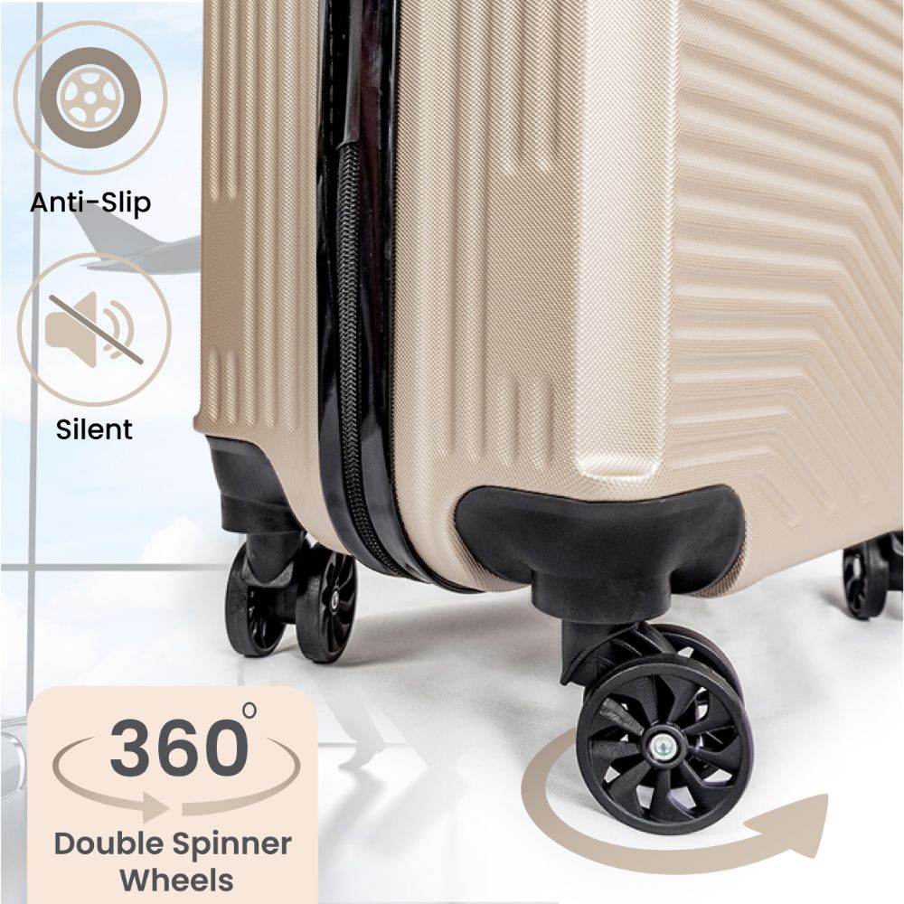 Miami Hard Shell Carry-On Suitcase with 360 Spinner Wheels – Gold
