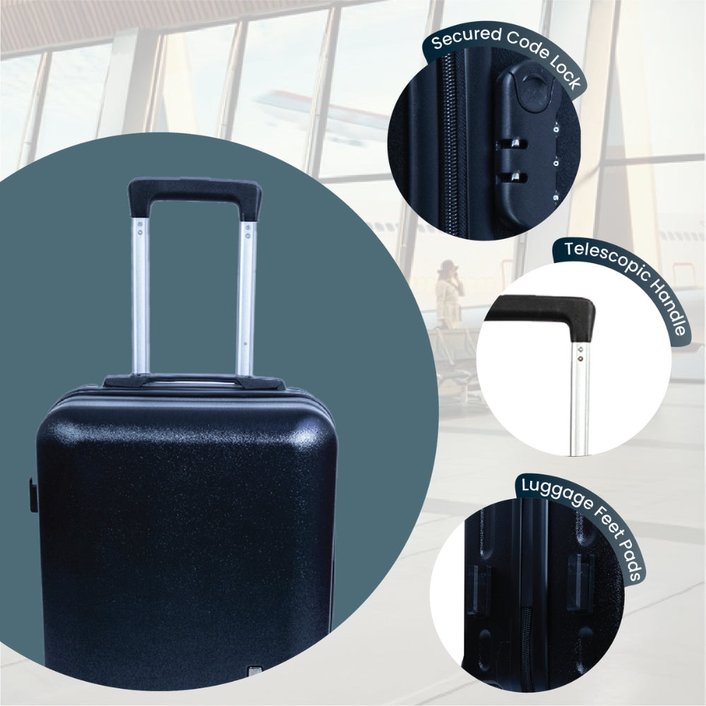 Madrid Anti-Scratch Hard Shell Carry-On Suitcase - Black