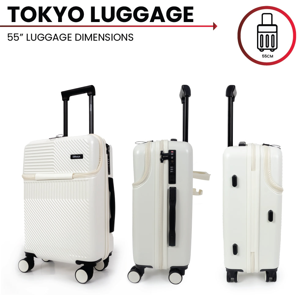 Tokyo Smart 55cm Hardshell Carry-On with Laptop Compartment – Pure White