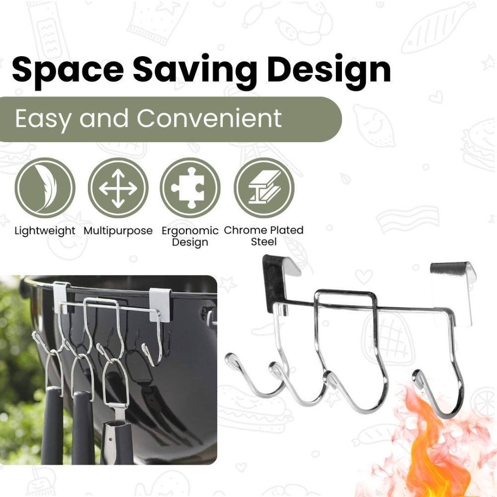 Braai Tool Holder with 4 Hooks