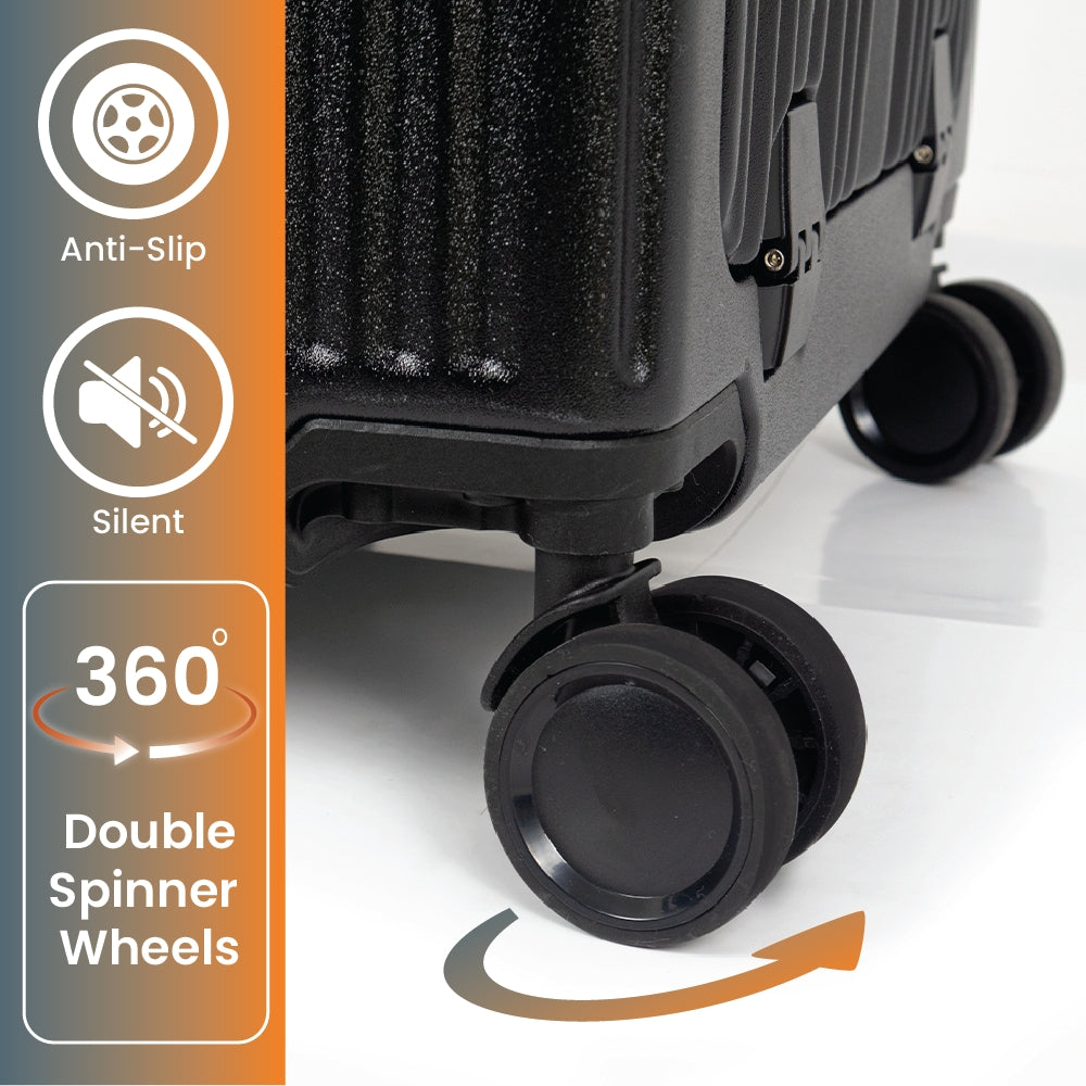 London Premium Zipper less Smart Hardshell Carry-On – Jet Black