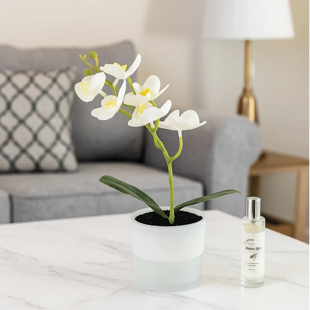 Artificial Plant Orchid in Pot with 30ml Aroma Spray – 2 Colours