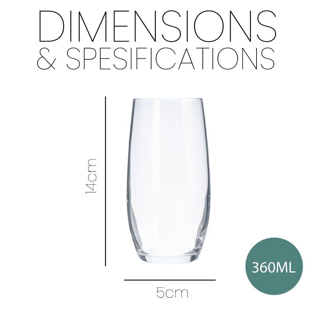 طقم أكواب زجاجية فاخرة - 4 قطع، سعة كل منها 360 مل