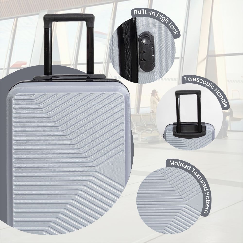 Maleta de cabina rígida Miami con ruedas giratorias de 360° – Plateada