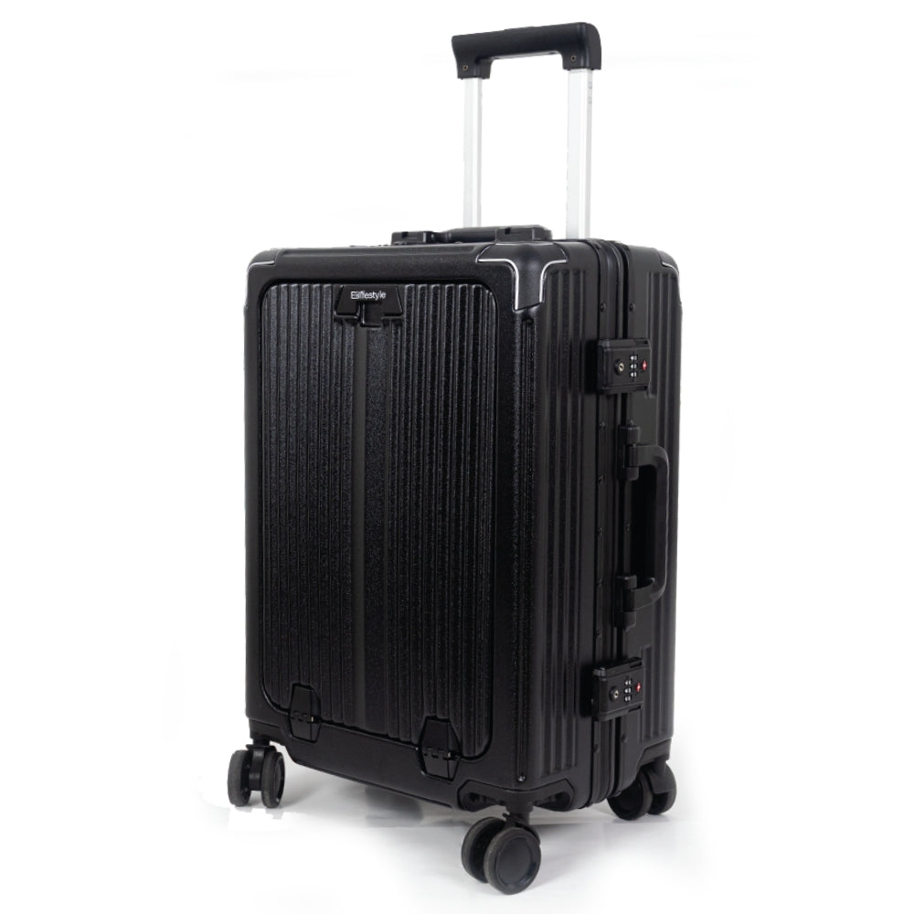 London Premium Zipper less Smart Hardshell Carry-On – Jet Black