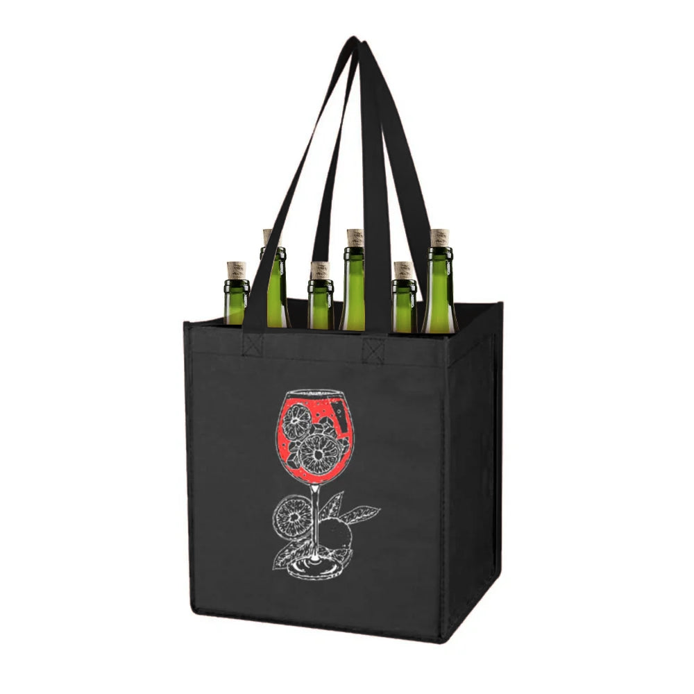 WC06 - Reusable Non-Woven 6-Bottle Wine Carrier Bag | 80GSM, 27L