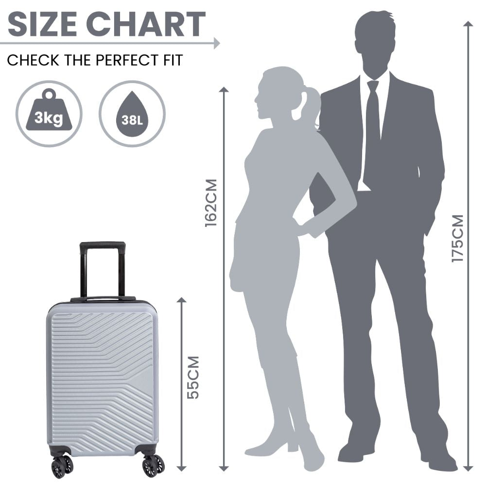 Maleta de cabina rígida Miami con ruedas giratorias de 360° – Plateada