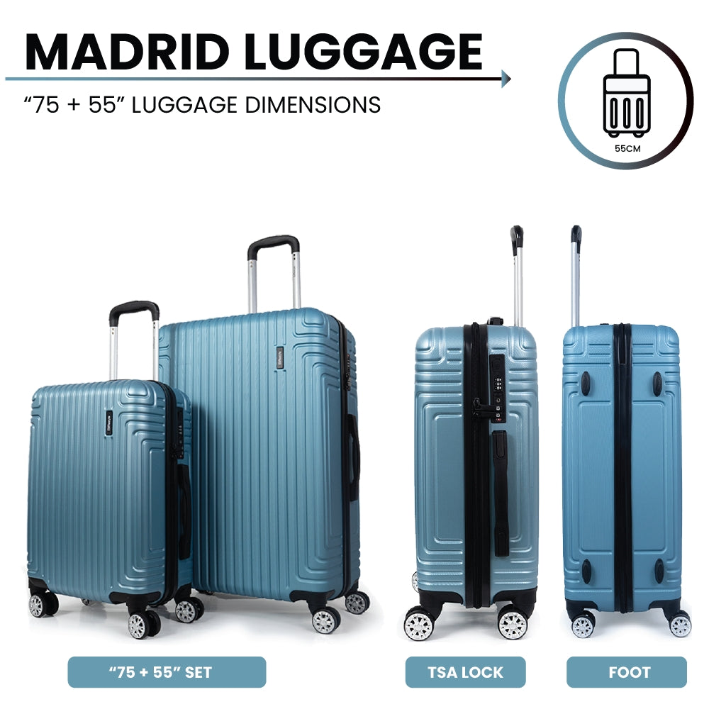 Madrid 2-Piece Hardshell Luggage Set (55cm & 75cm) – Soft Blue