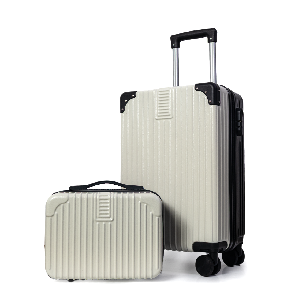 Dubai Hard Shell Carry-On Suitcase with Cosmetic Case - Black & White