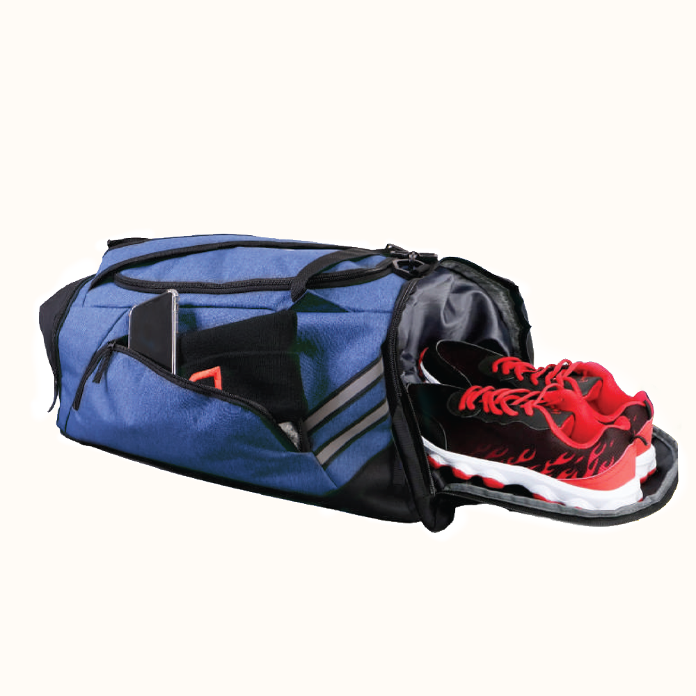 Bolsa de viaje deportiva tipo duffel y mochila – Azul marino y negro
