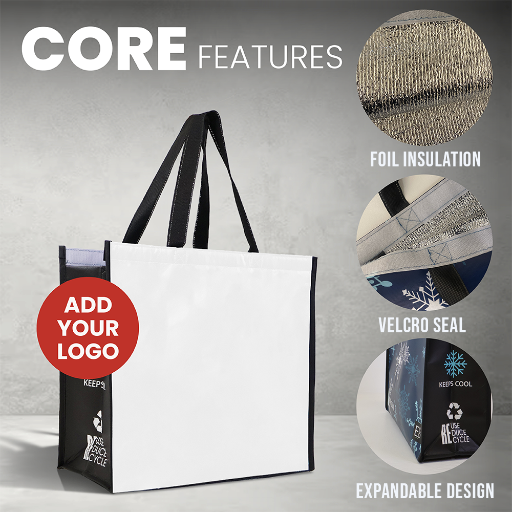 LAMCO - Assorted Design Reusable Laminated Cooler Shopping Bag | 70GSM, 28L