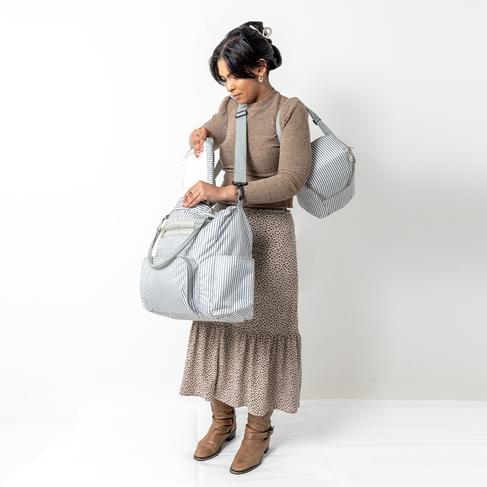 Value Set Diaper Bag - Grey stripe design