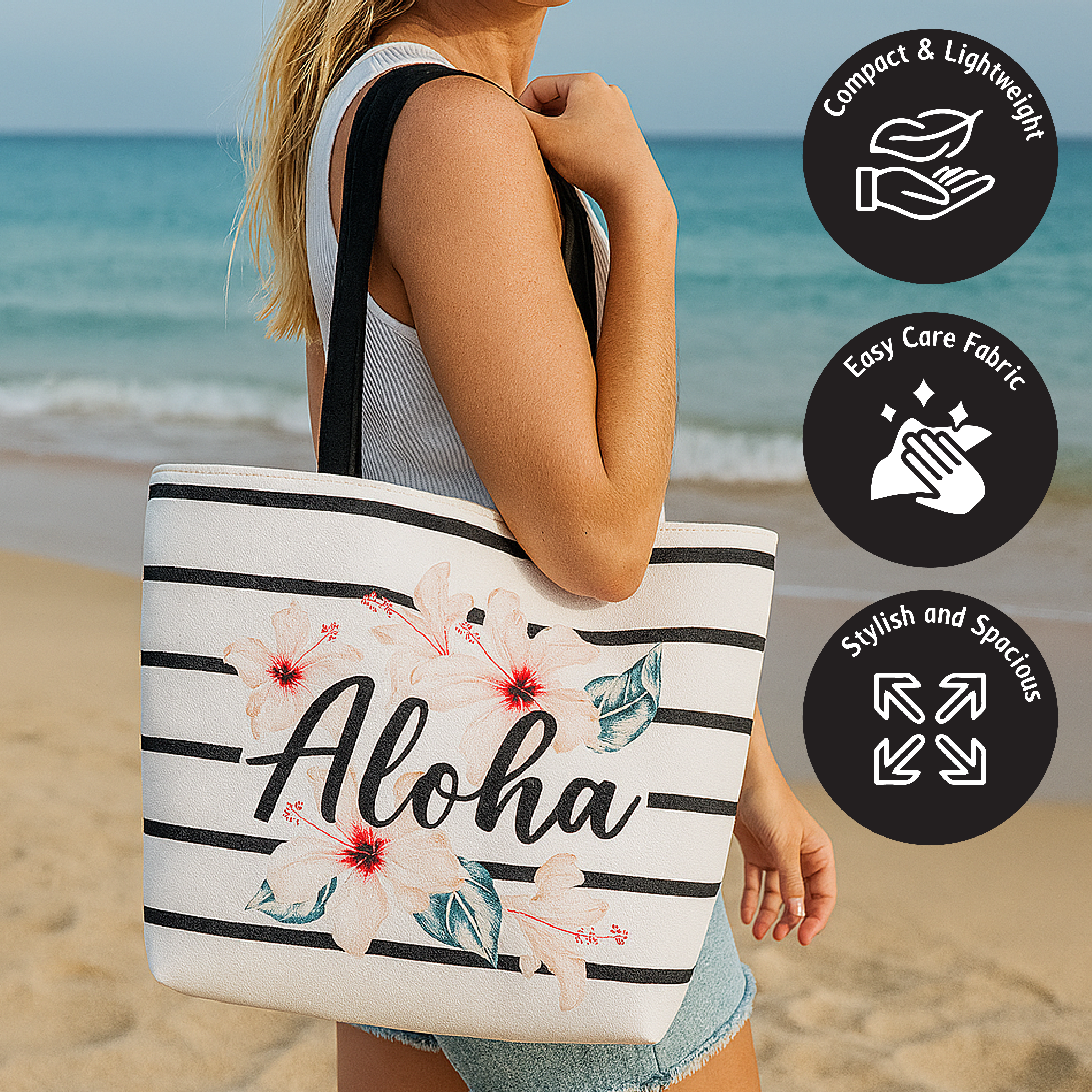 Bolso de Playa con Estampado Aloha y Diseño Floral
