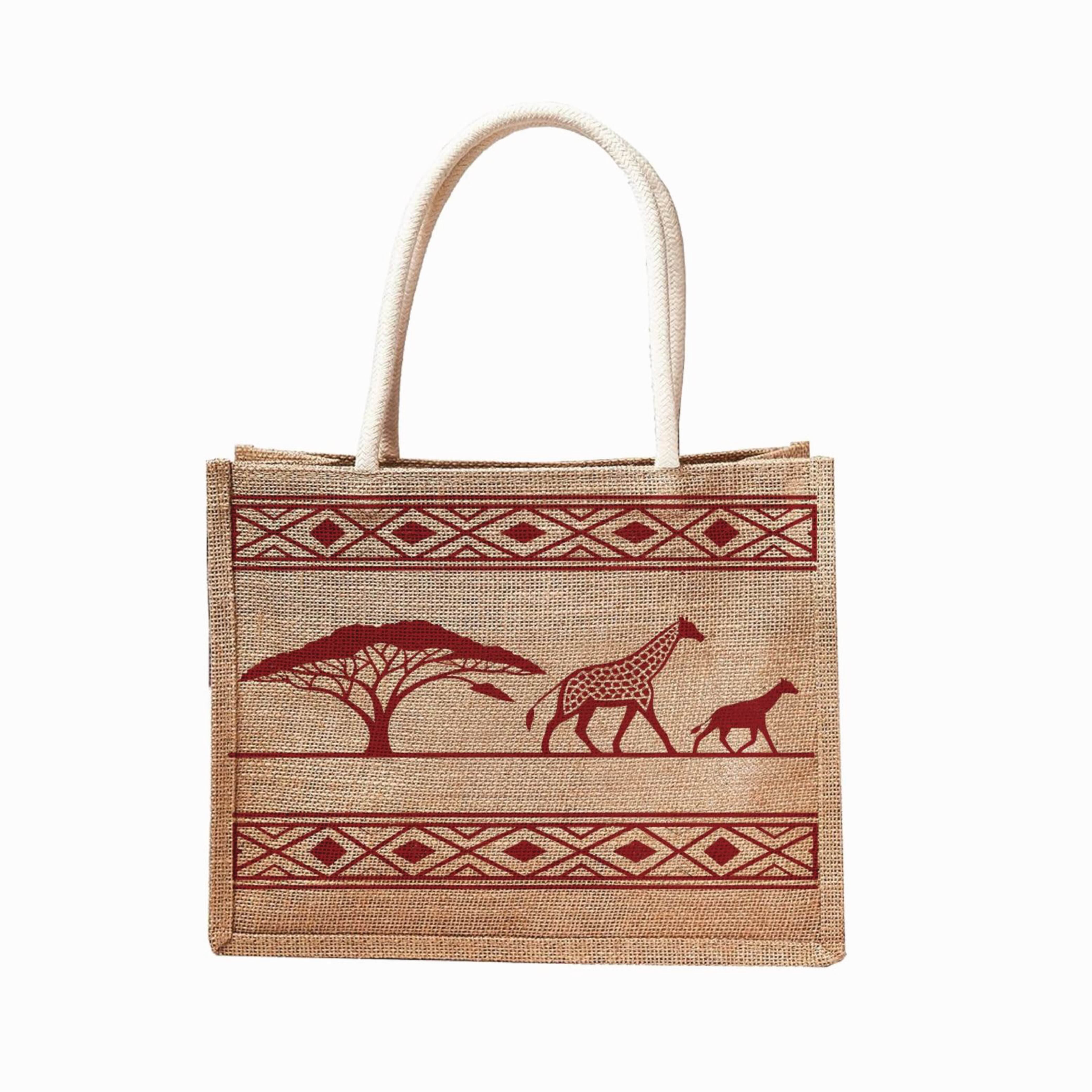 Savanna Print Reusable Jute Tote Bag | 300GSM, 18L