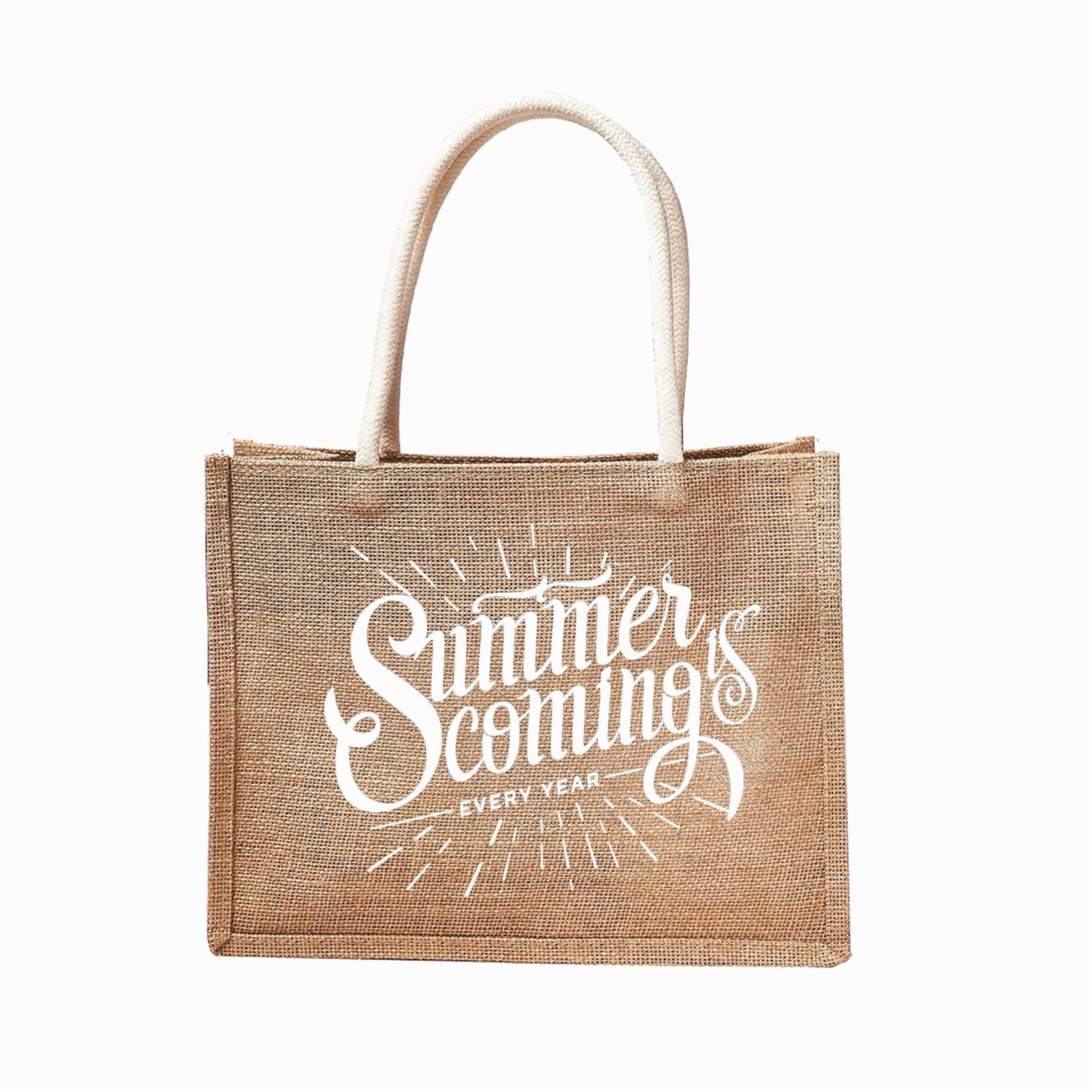 Graphic Phrases Reusable Jute Tote Bag | 300GSM, 18L
