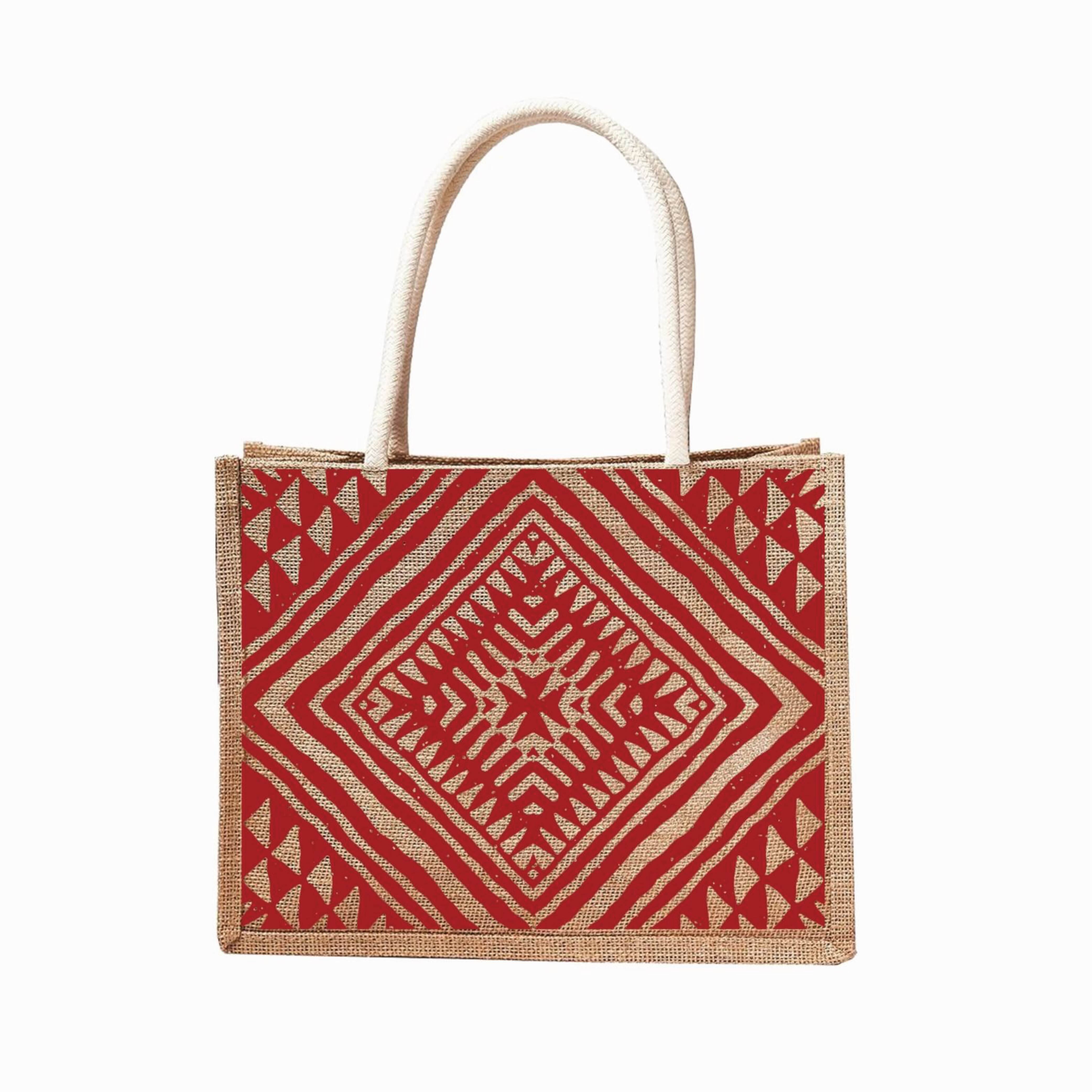 Botanical Print Reusable Jute Tote Bag | 300GSM, 18L
