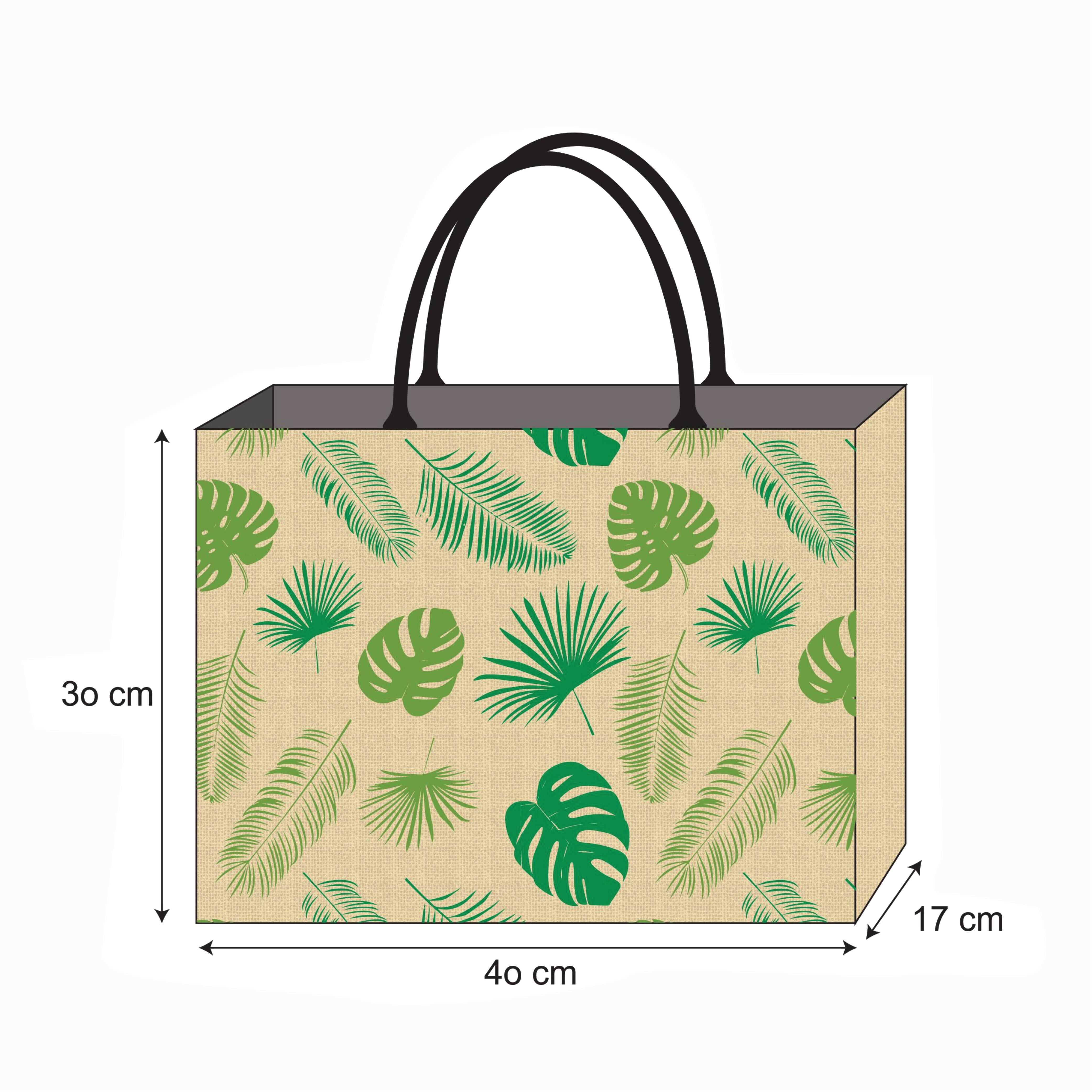 Botanical Print Reusable Jute Tote Bag | 300GSM, 18L