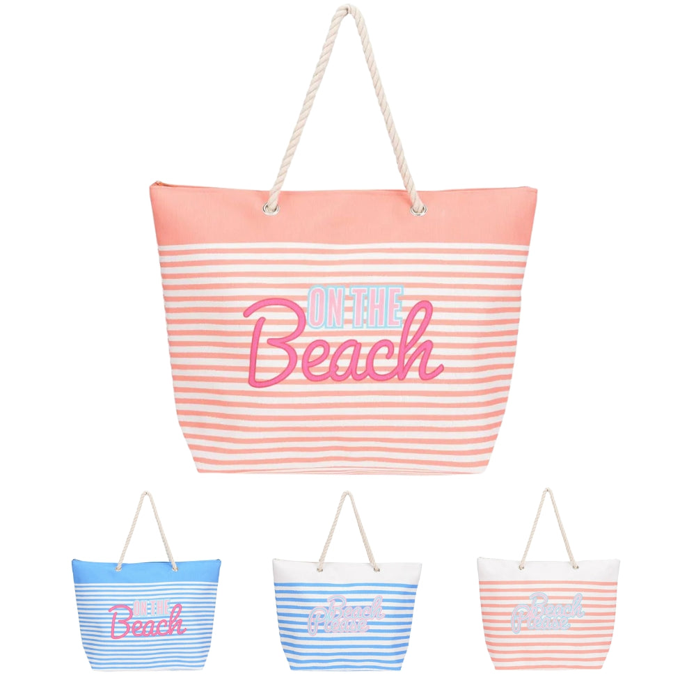 Striped Beach Bag with Rope Handles