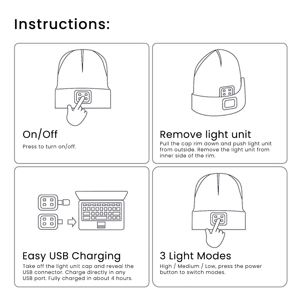 Beanie with LED Head Light