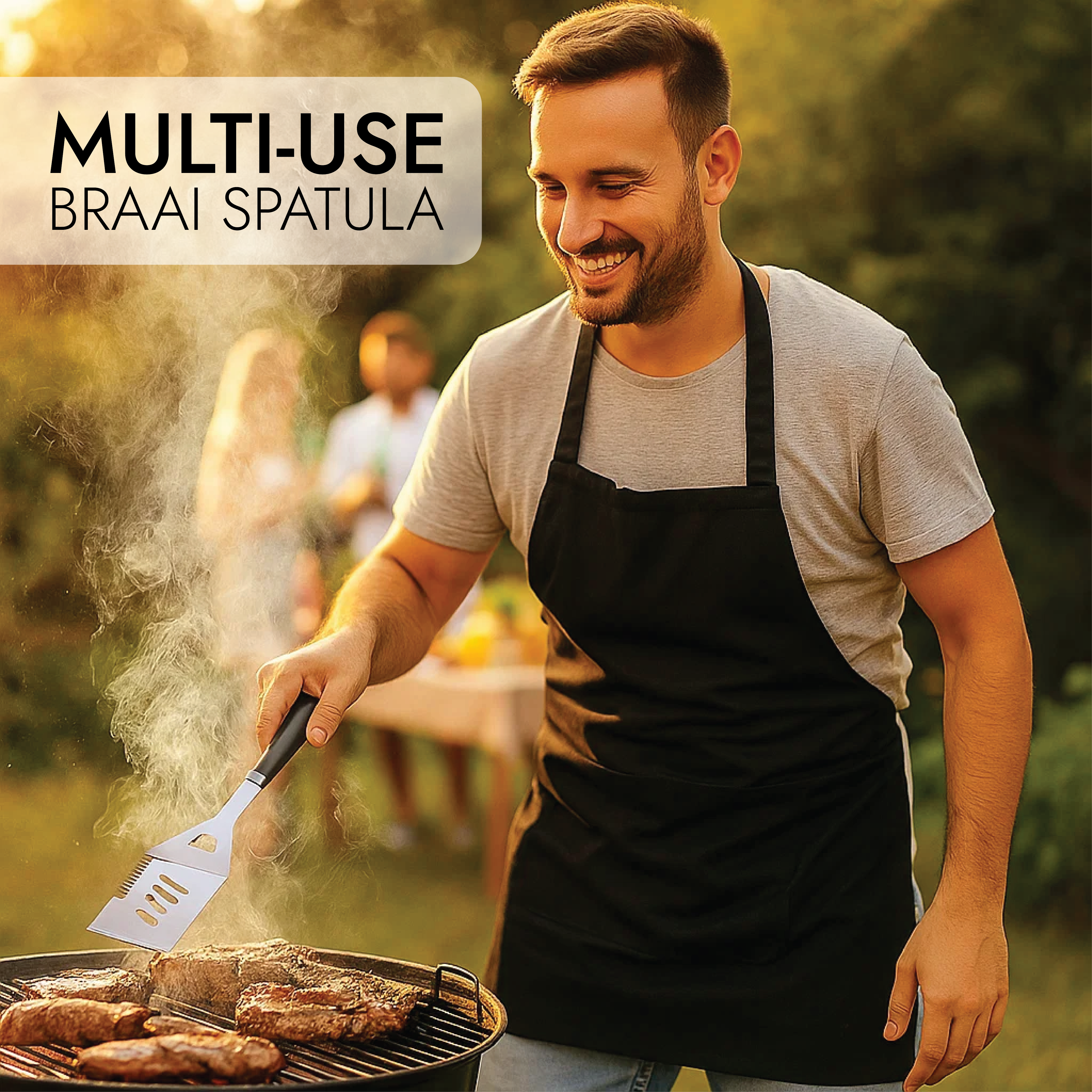 Braai Spatula with Dual Knives & Bottle Opener - Stainless Steel