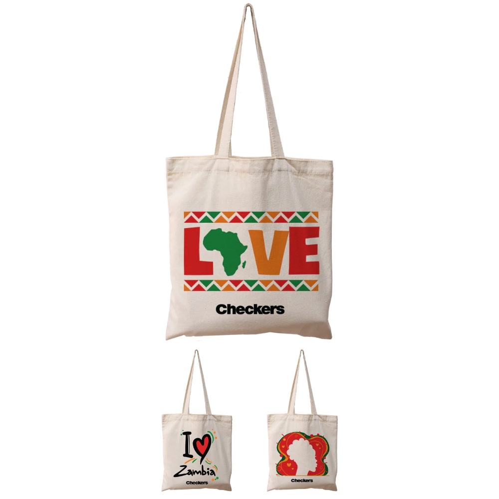 CAN02_C - Checkers Zambia Reusable Cotton Tote Bag | 270GSM, 18L