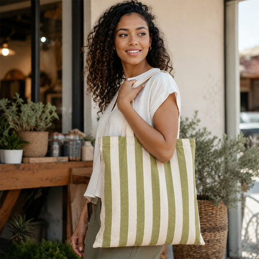 CAN02 - Stripe Collection Reusable Cotton Tote Bag | 270GSM, 18L