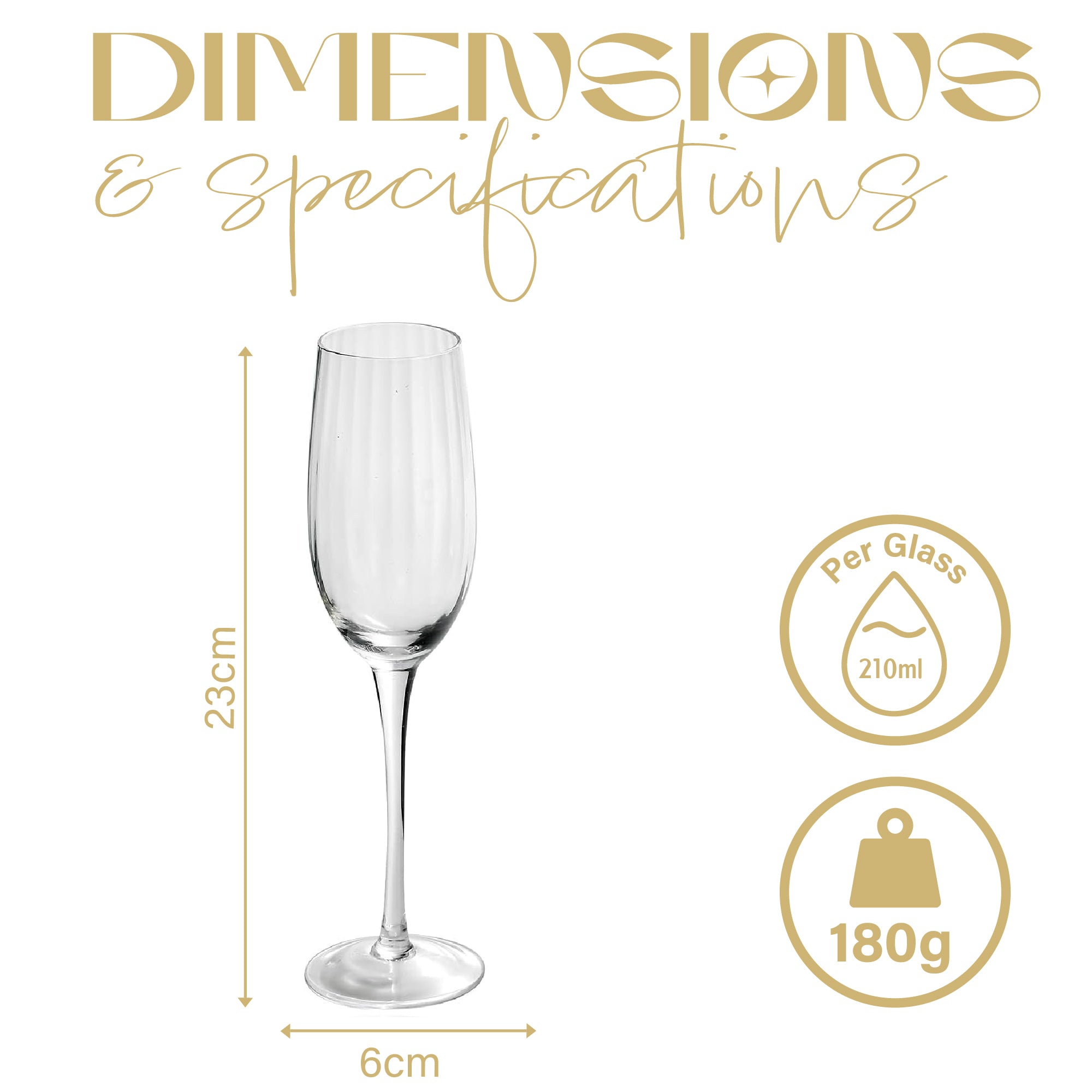 أكواب الشمبانيا وكؤوس الشمبانيا - مجموعة من 4 قطع (210 مل)