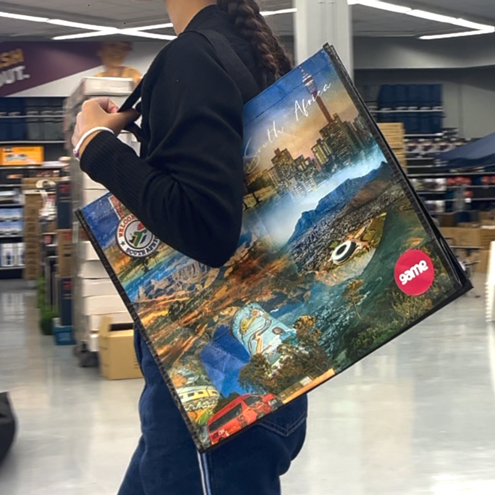 LAM01 - Bolsa de compras reutilizable laminada para Sudáfrica y Namibia | 110 g/m², 28 l
