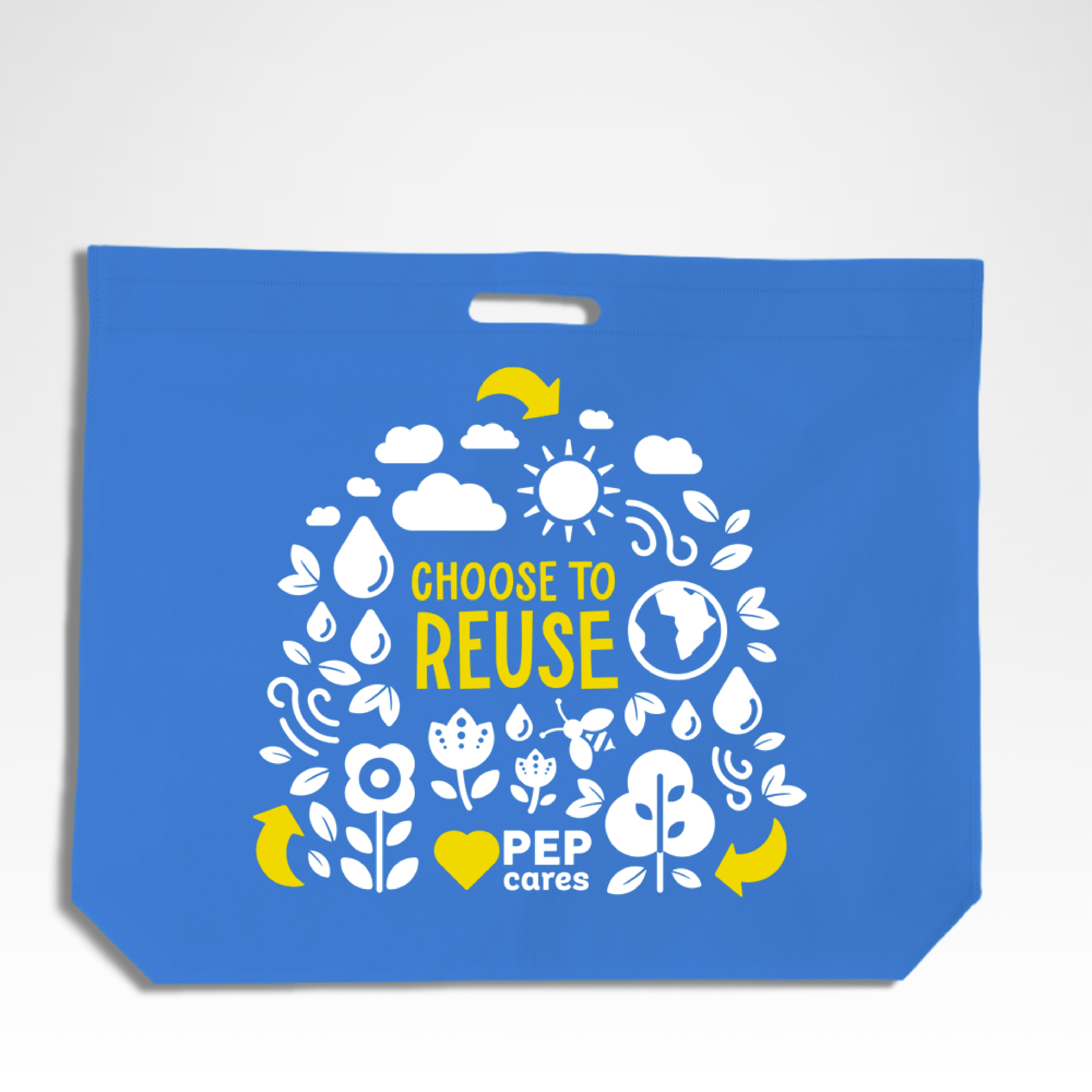 Bolsa de compras troquelada no tejida reutilizable blanca | 70GSM, 24L