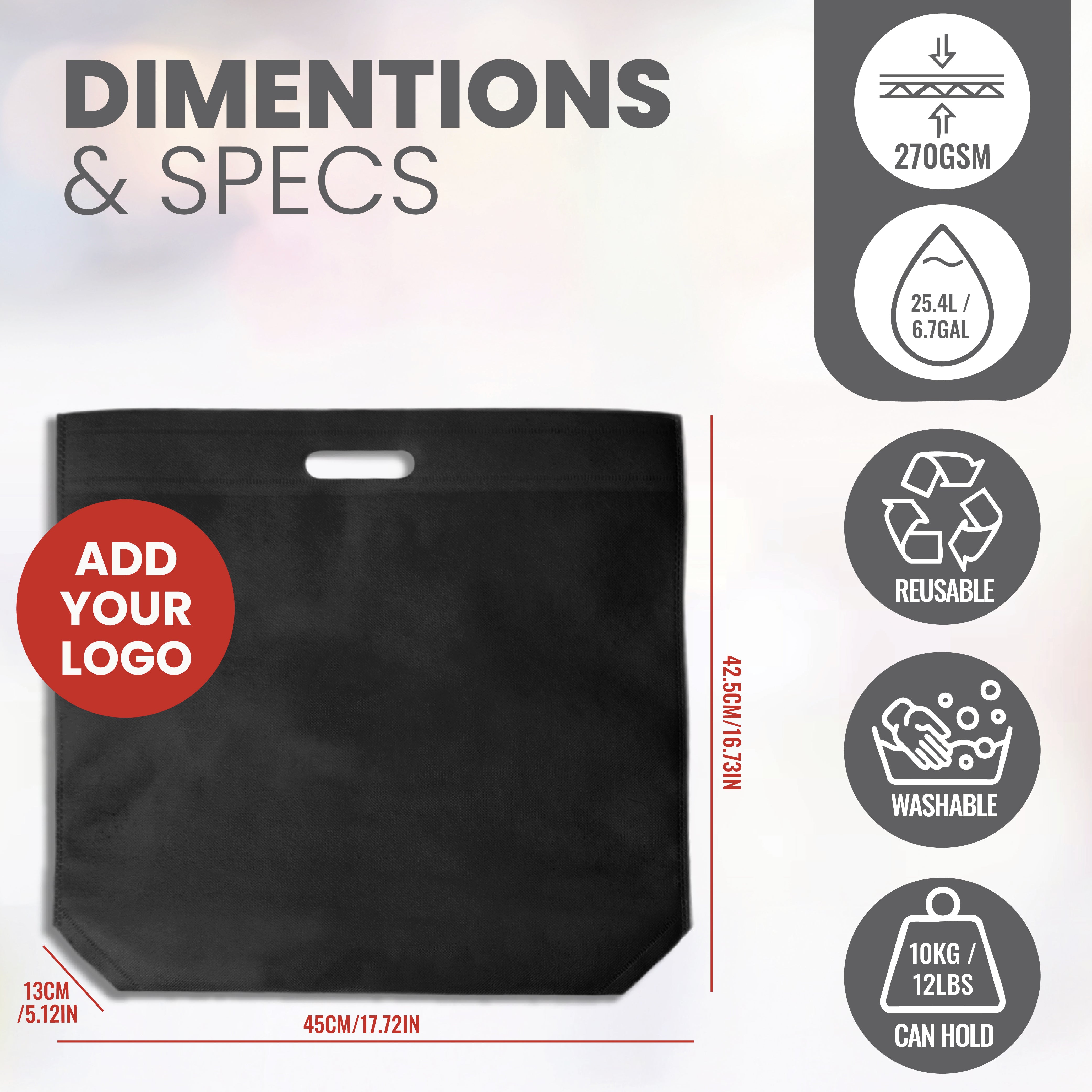 DSC01-M - Medium Reusable Non-Woven Die Cut Shopping Bag | 70GSM, 24L