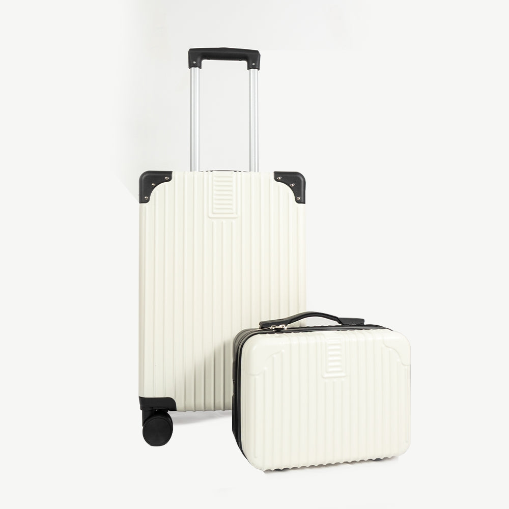 Dubai Hard Shell Carry-On Suitcase with Cosmetic Case - Black & White