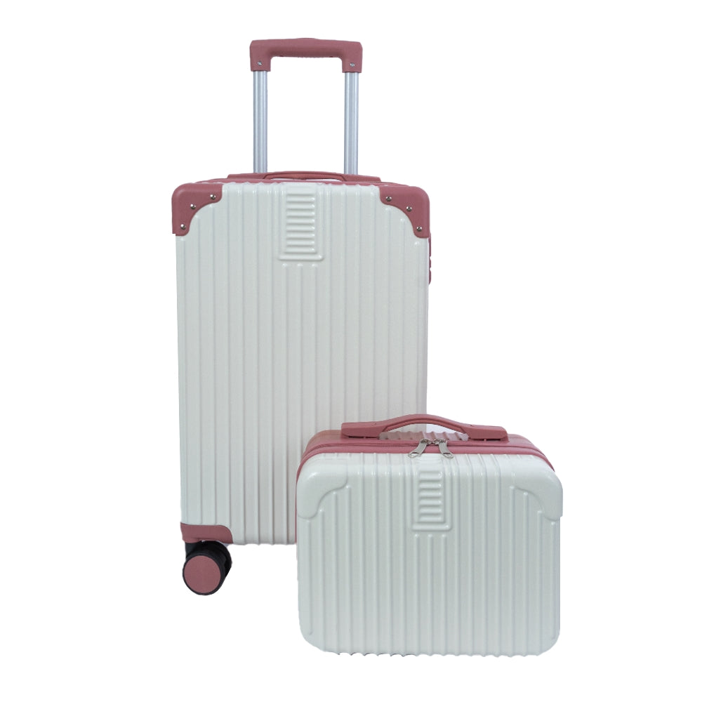 Dubai Hard Shell Carry-On Suitcase with Cosmetic Case - Rose Gold