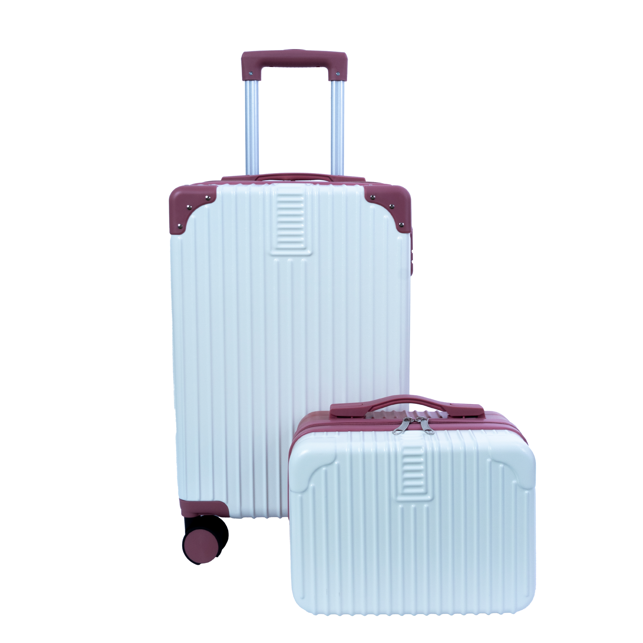 Dubai Hard Shell Carry-On Suitcase with Cosmetic Case - Rose Gold
