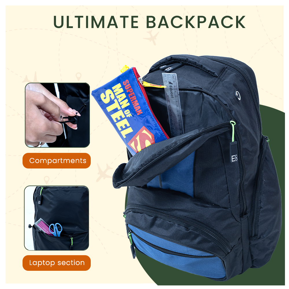 Mochila para portátil para estudiantes - Diseño azul marino