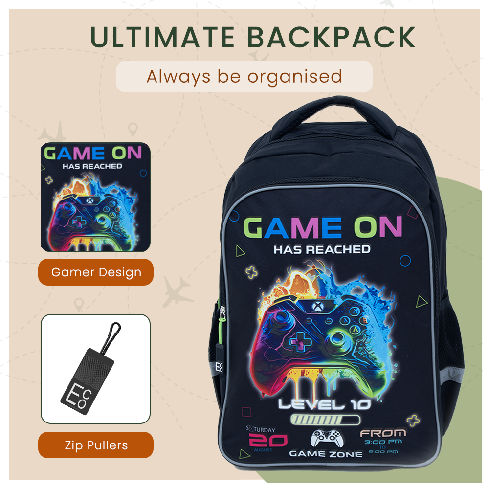Game On Backpack | Gaming School Bag with Controller Print