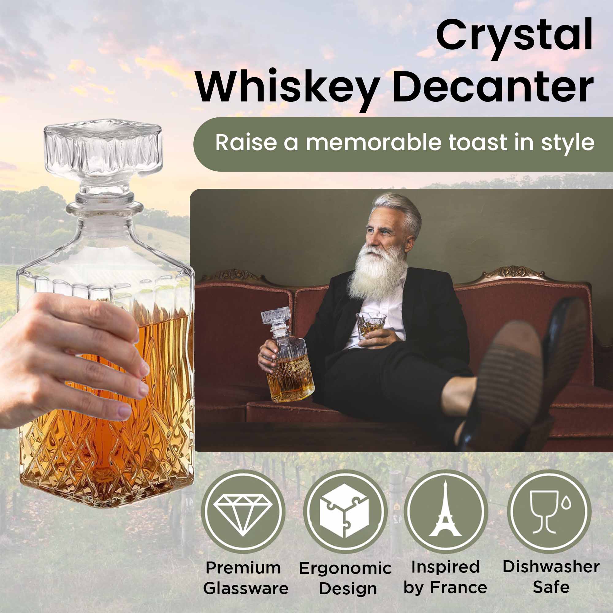 Bohemian Crystal Decanter - 900ml