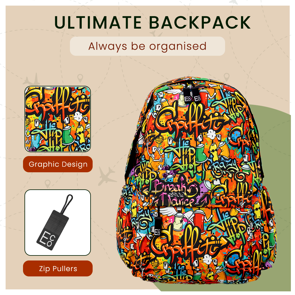 Graffiti Backpack | Colourful Urban School Bag with Street Art Design