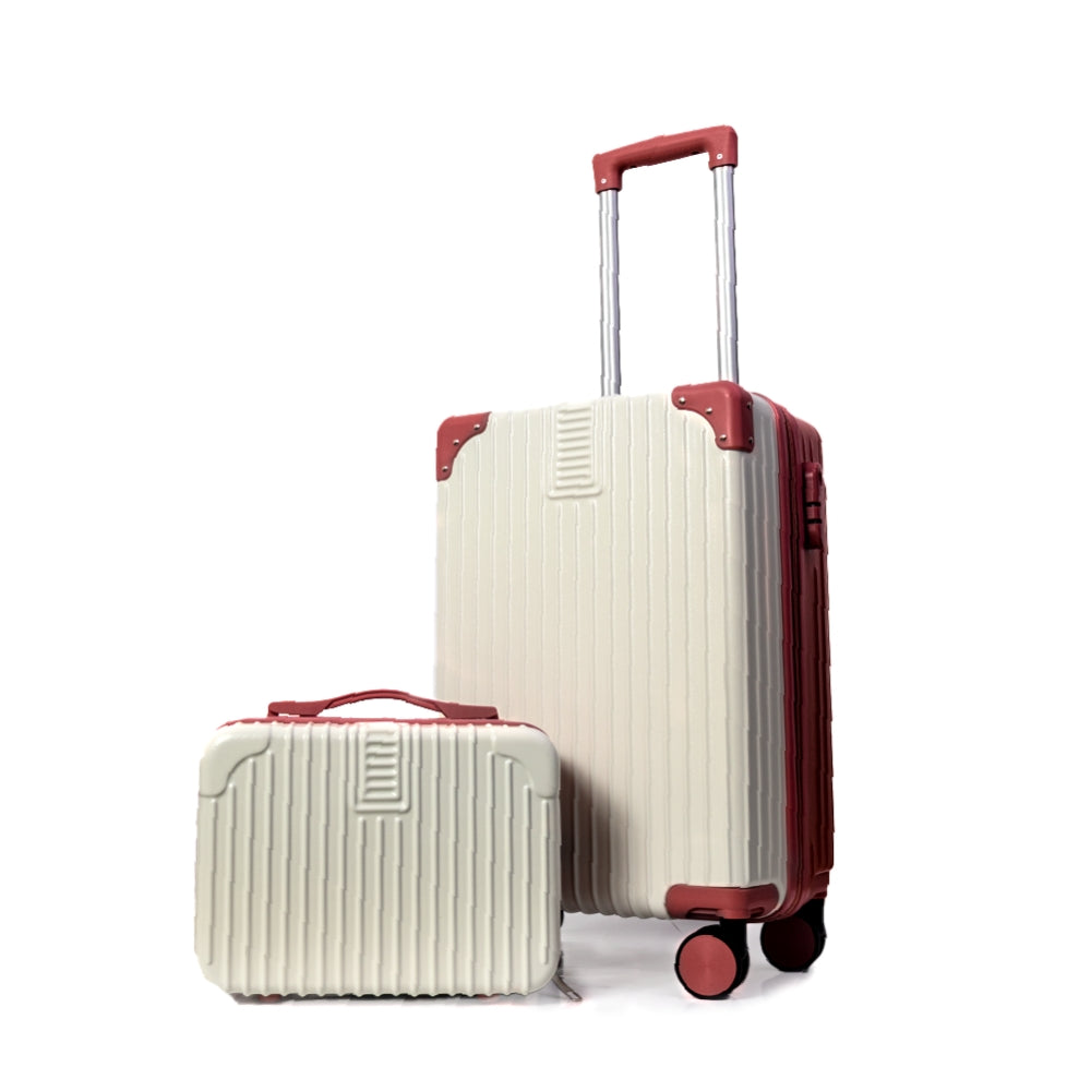 Dubai Hard Shell Carry-On Suitcase with Cosmetic Case - Rose Gold