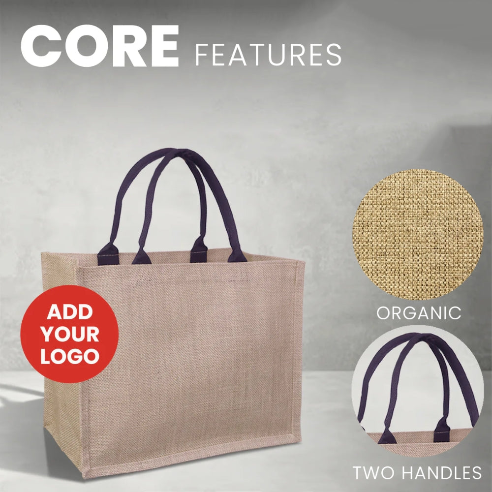 JUTE01-PLN - Plain Reusable Jute Tote Bag | 300GSM, 18L