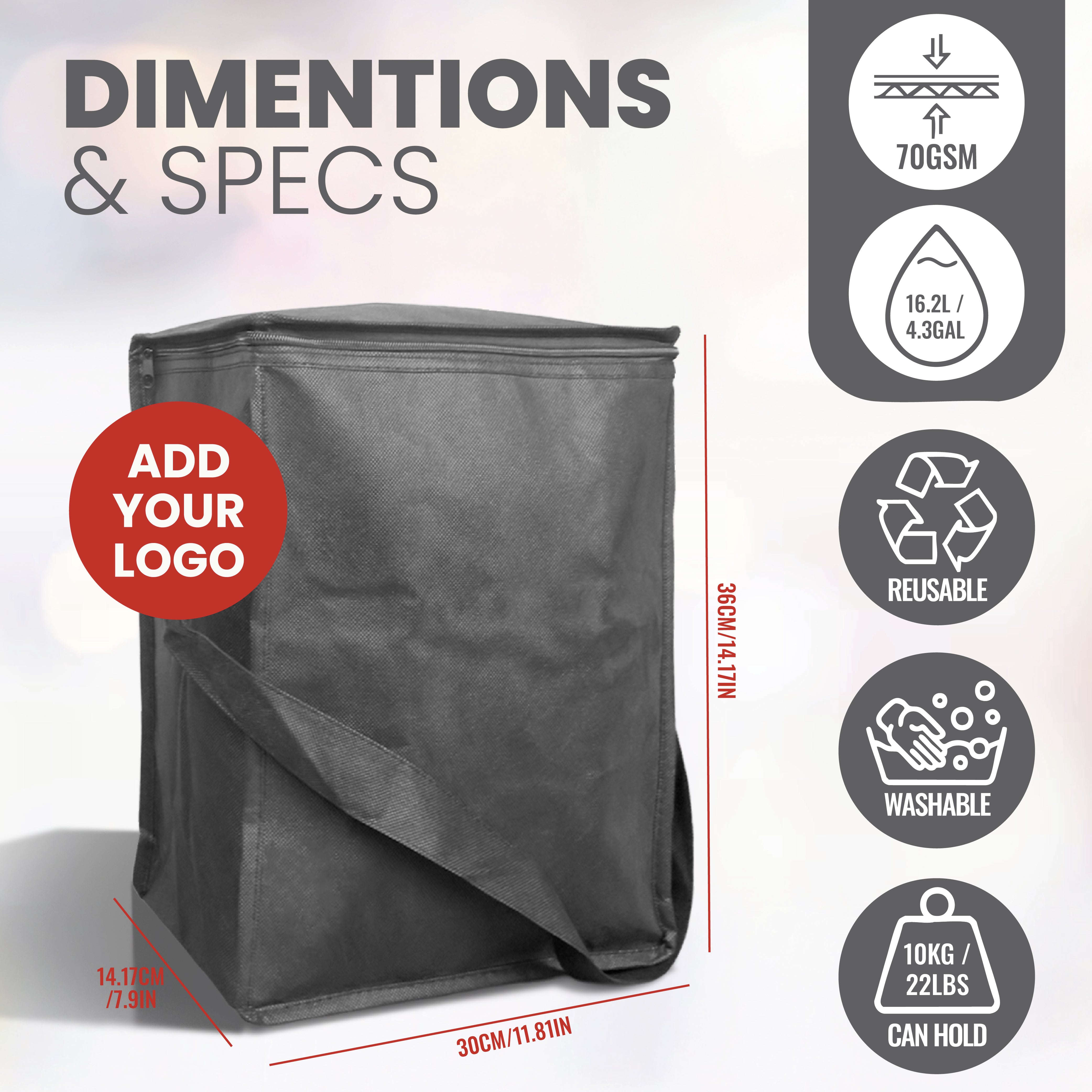 KS6039 - Reusable Non-Woven Insulated Cooler Bag | 70GSM, 20L